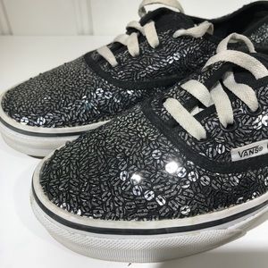 Vans sparkle sneakers sequins gray & black size 7